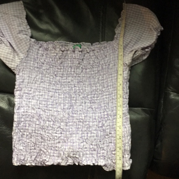 RETRO BENETTON lite purple peasant CROP top- Small - Picture 7 of 10